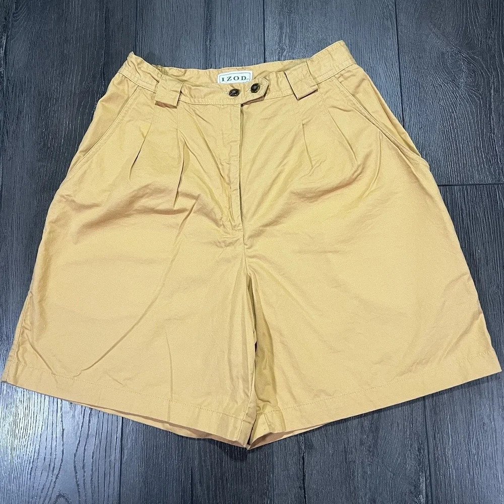 Vintage Izod Golf Shorts Womens Sz 10 Pleated Stretch High Waisted Peach Preppy